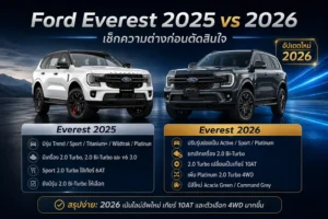 เปรียบเทียบ Ford Everest 2025 และ 2026 เปลี่ยนอะไรบ้าง