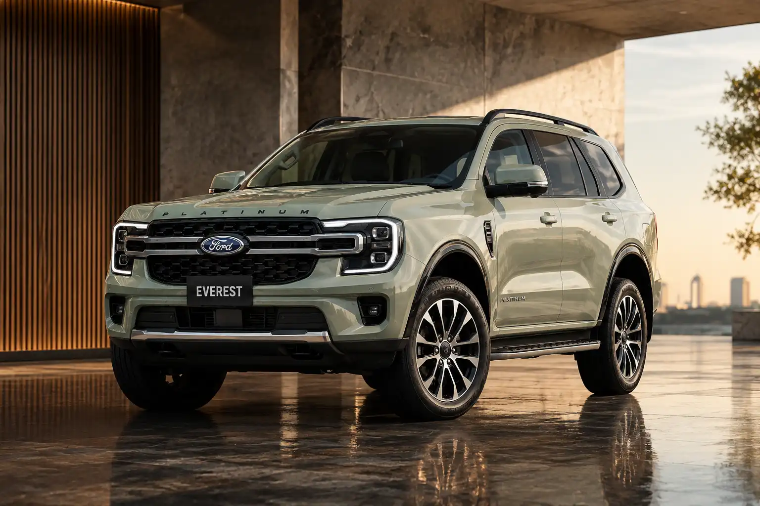 Ford Everest Platinum 2.0L 4x4 10AT สี Acacia Green ด้านข้าง