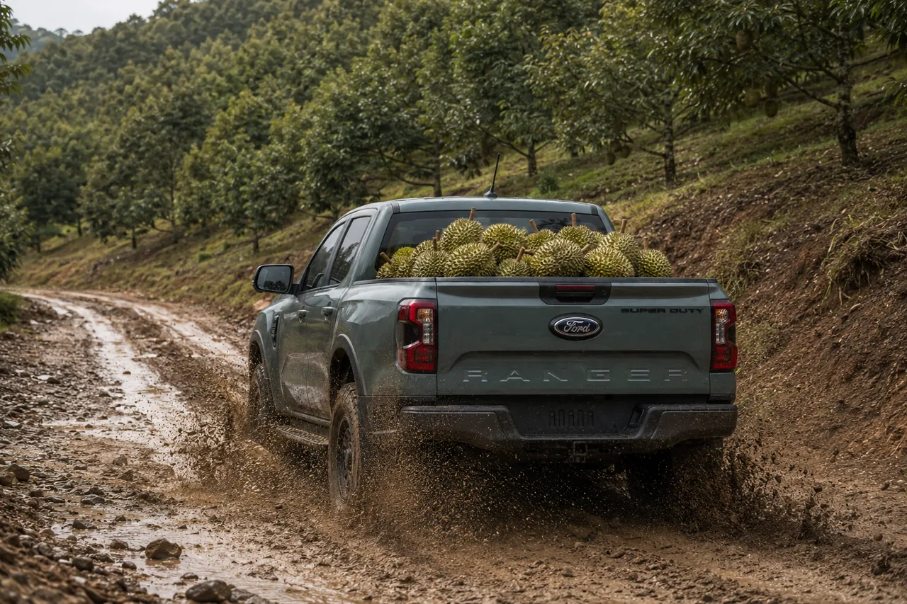 Ford Ranger Super Duty บรรทุกสินค้าในกระบะท้าย ลุยเส้นทางสวน แสดงความสามารถบรรทุก